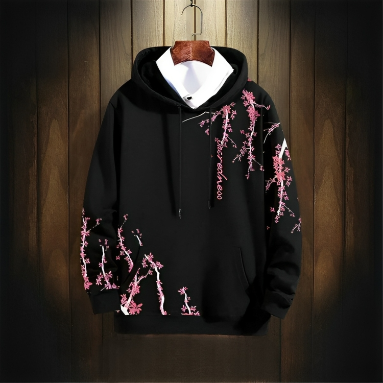 Sweat à Capuche Dragon Sakura Noir