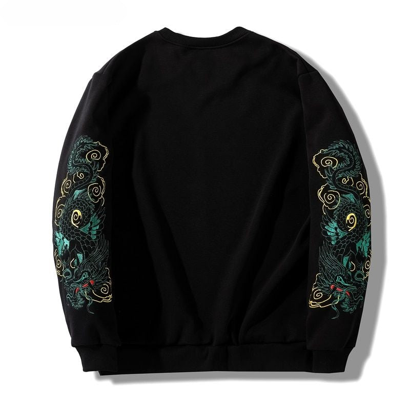 Sweat Dragon Exotique Noir | Coton Brodé - DragonFinity