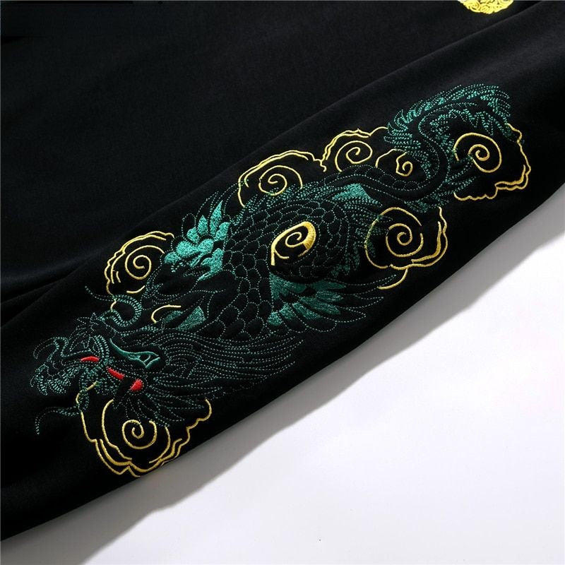 Sweat Dragon Exotique Noir | Coton Brodé - DragonFinity