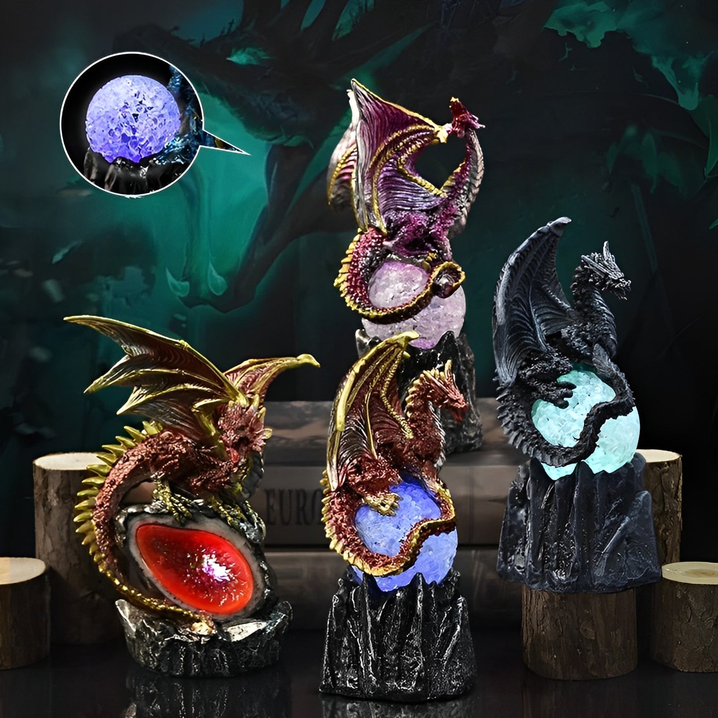 Statue Lumineuse Dragon Féroce | 2 Couleurs - DragonFinity