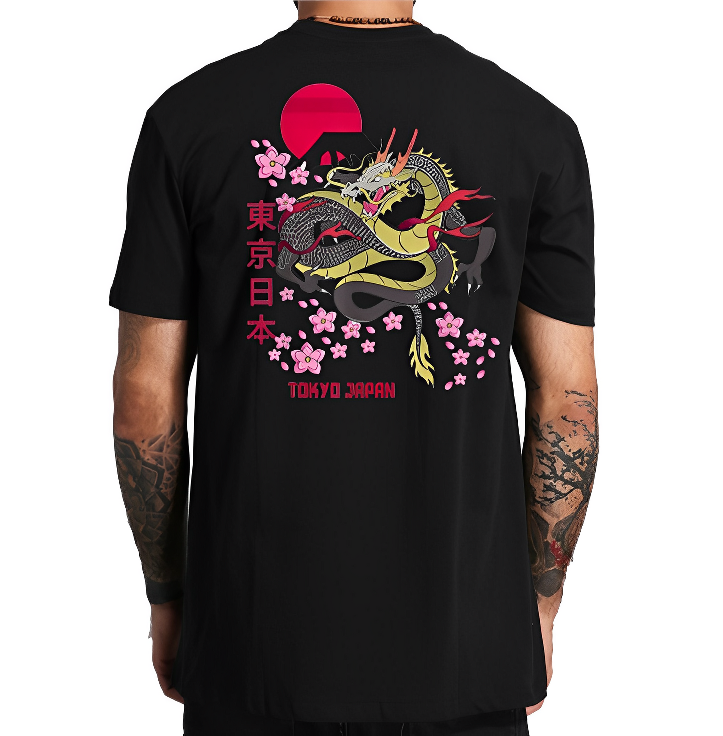 Tee Shirt Dragon Noir Sakura | Coton - DragonFinity