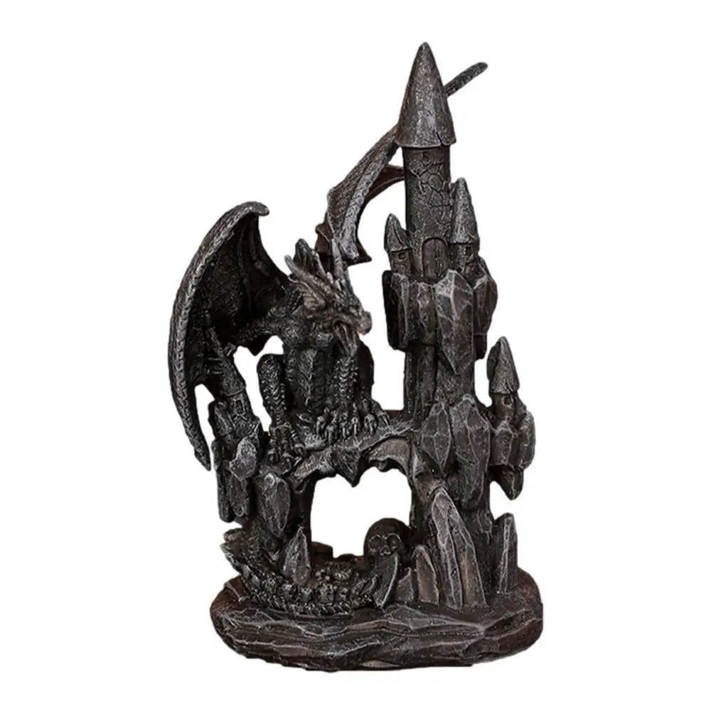 Statue Dragon Résine Lave Noire