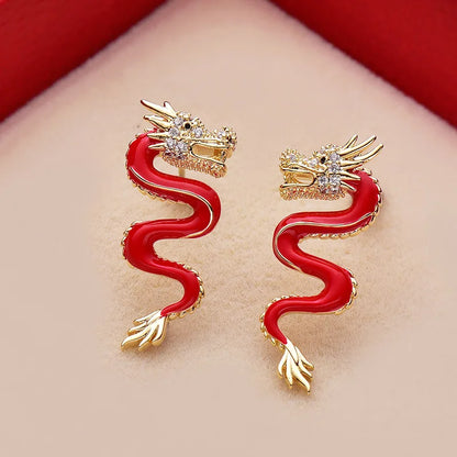 Boucles d'oreille Dragon Rouge