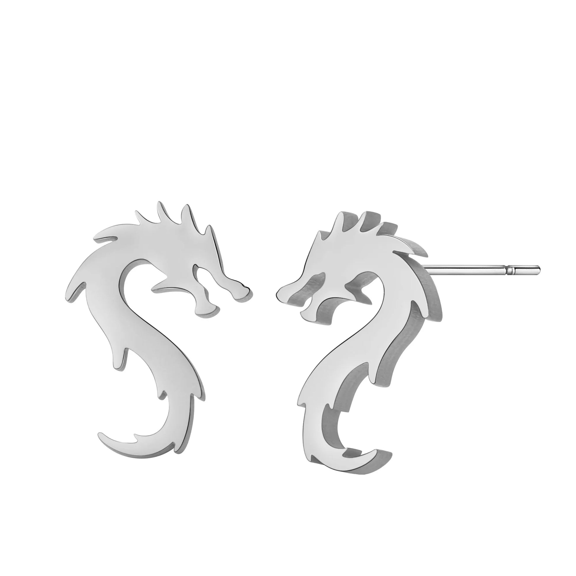 Boucles d'oreille Dragon Minimaliste Argent