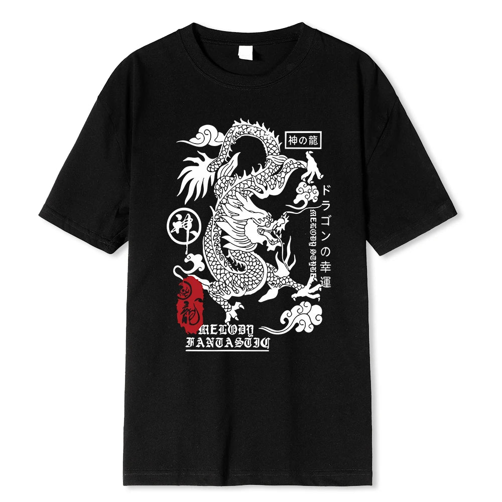 Tee-Shirt Dragon Harajuku Noir