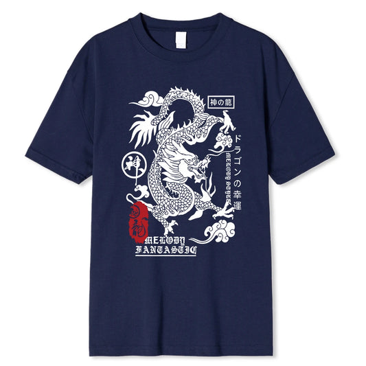 Tee-Shirt Dragon Harajuku Bleu