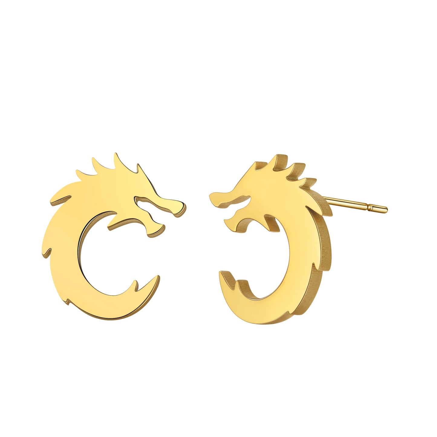 Boucles d'oreille Dragon Minimaliste Or