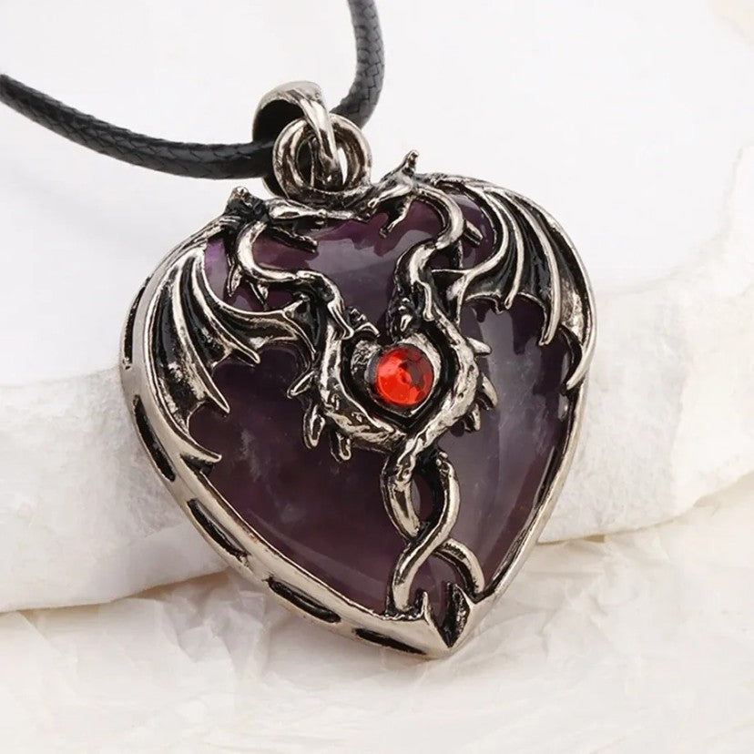 Double Dragon Stone Pendant | 9 Colors