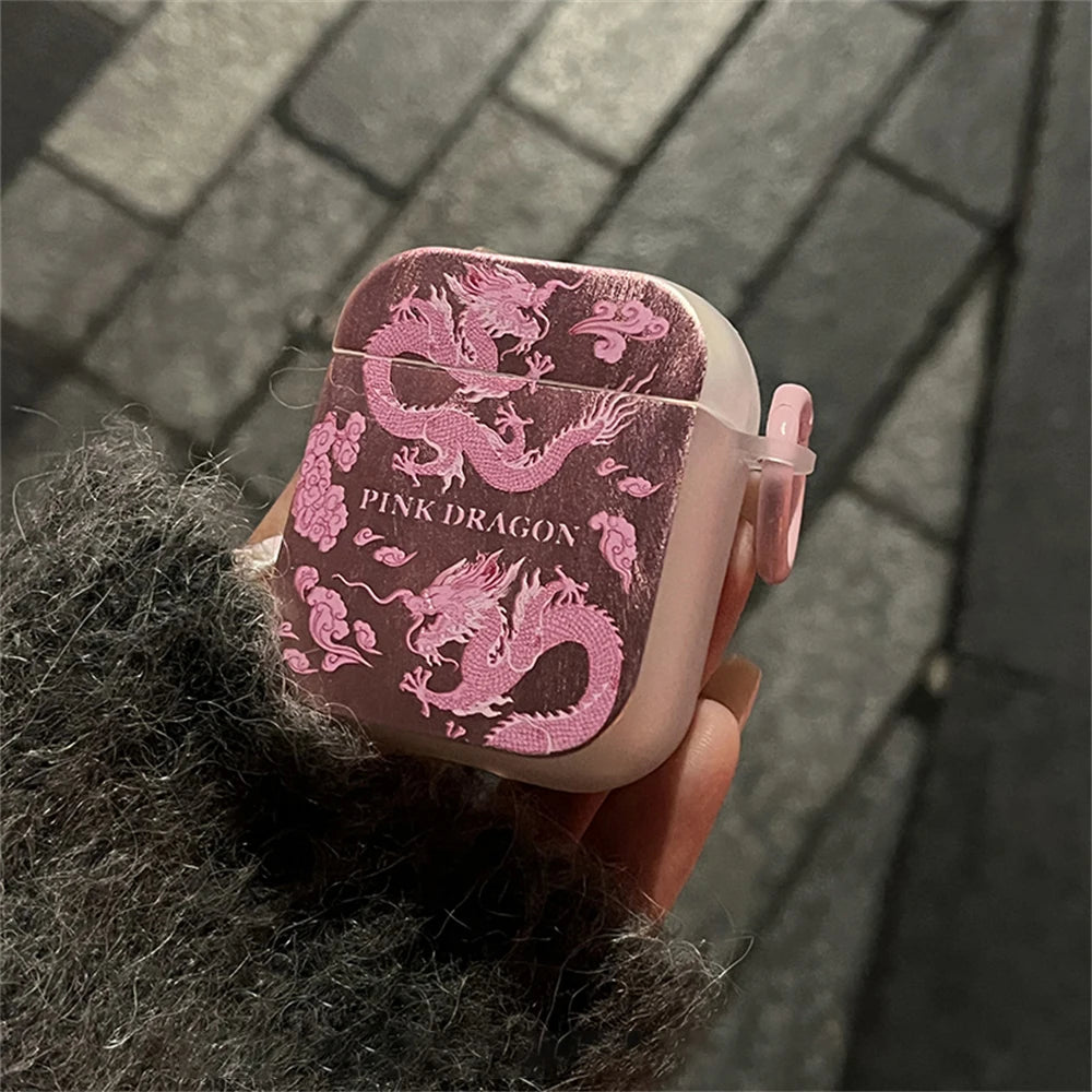 Pink / Chinese Dragon Airpods Case