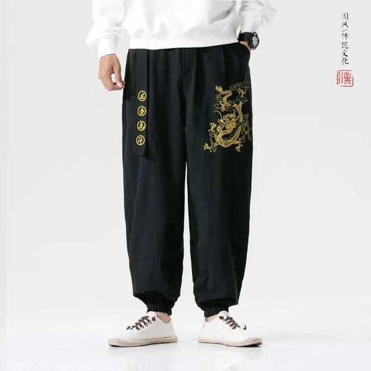 Pantalon Dragon Large Zen en Lin Noir