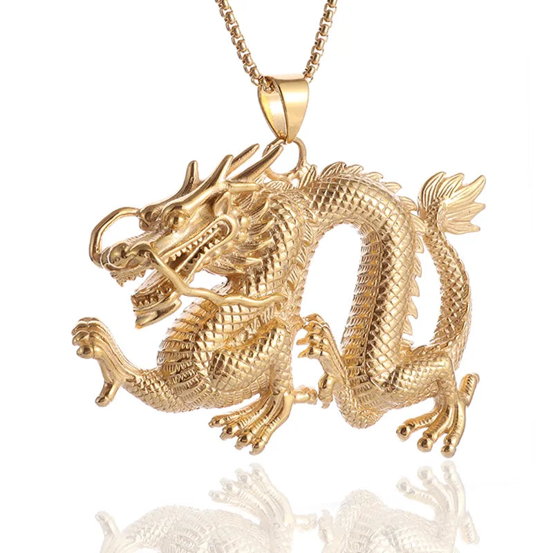 Collier Dragon Chinois Or