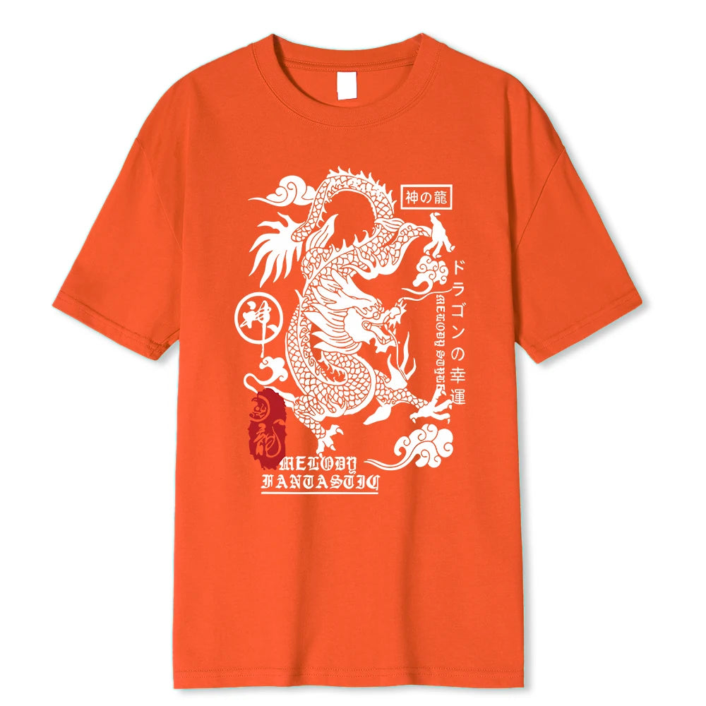 Tee-Shirt Dragon Harajuku Orange