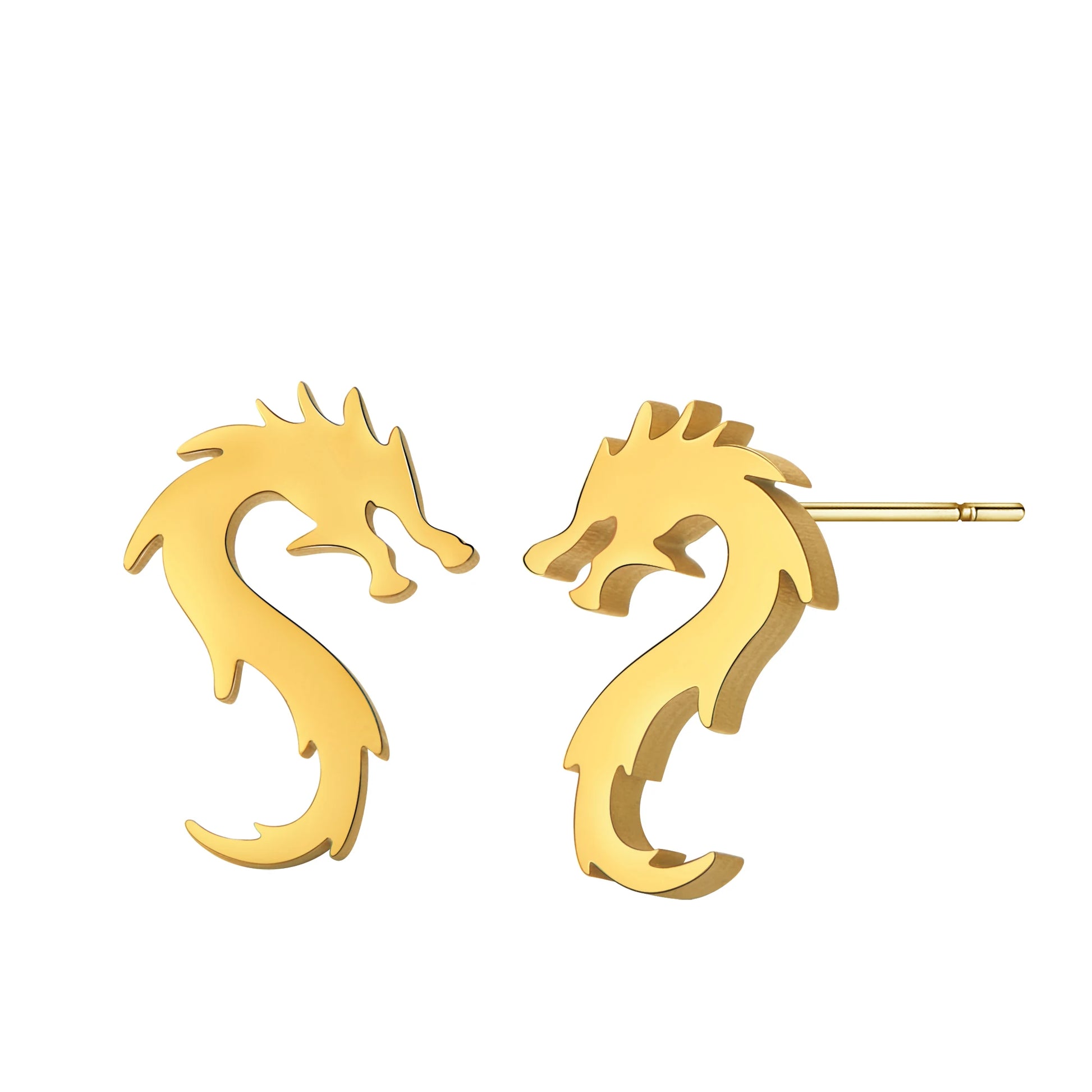 Boucles d'oreille Dragon Minimaliste Or