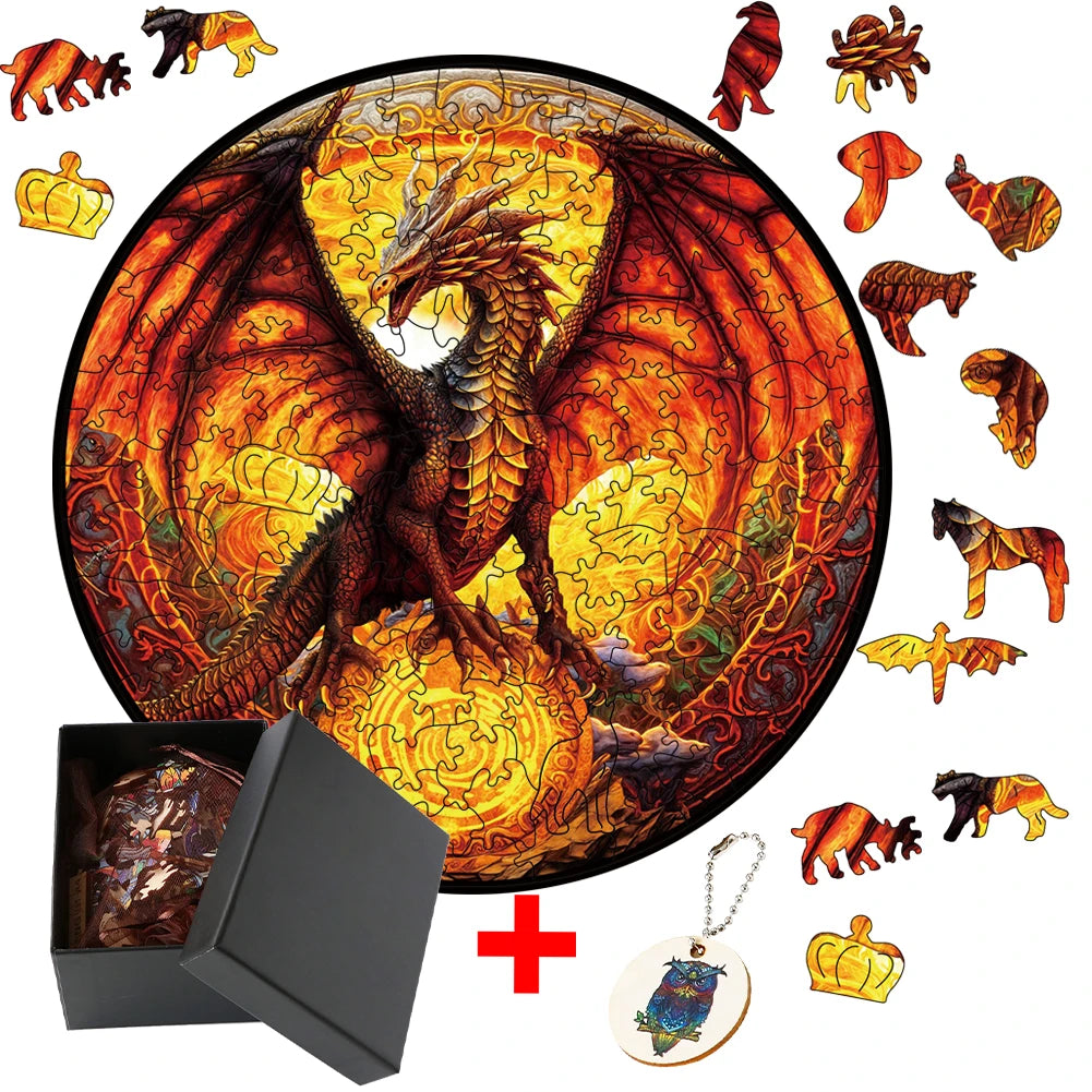 Puzzle Dragon de Feu en Bois