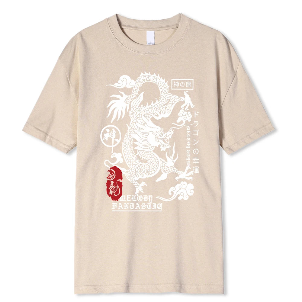 Tee-Shirt Dragon Harajuku Beige