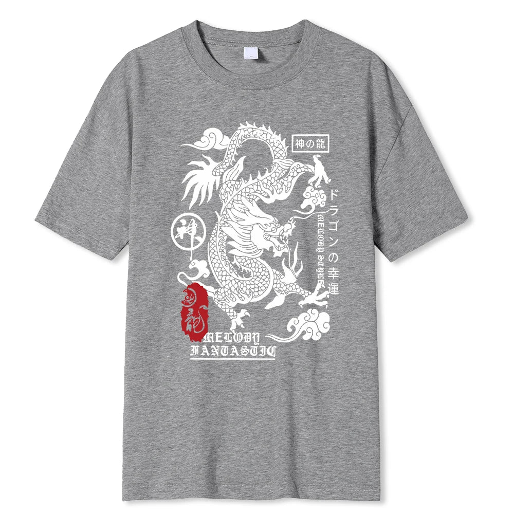 Tee-Shirt Dragon Harajuku Gris