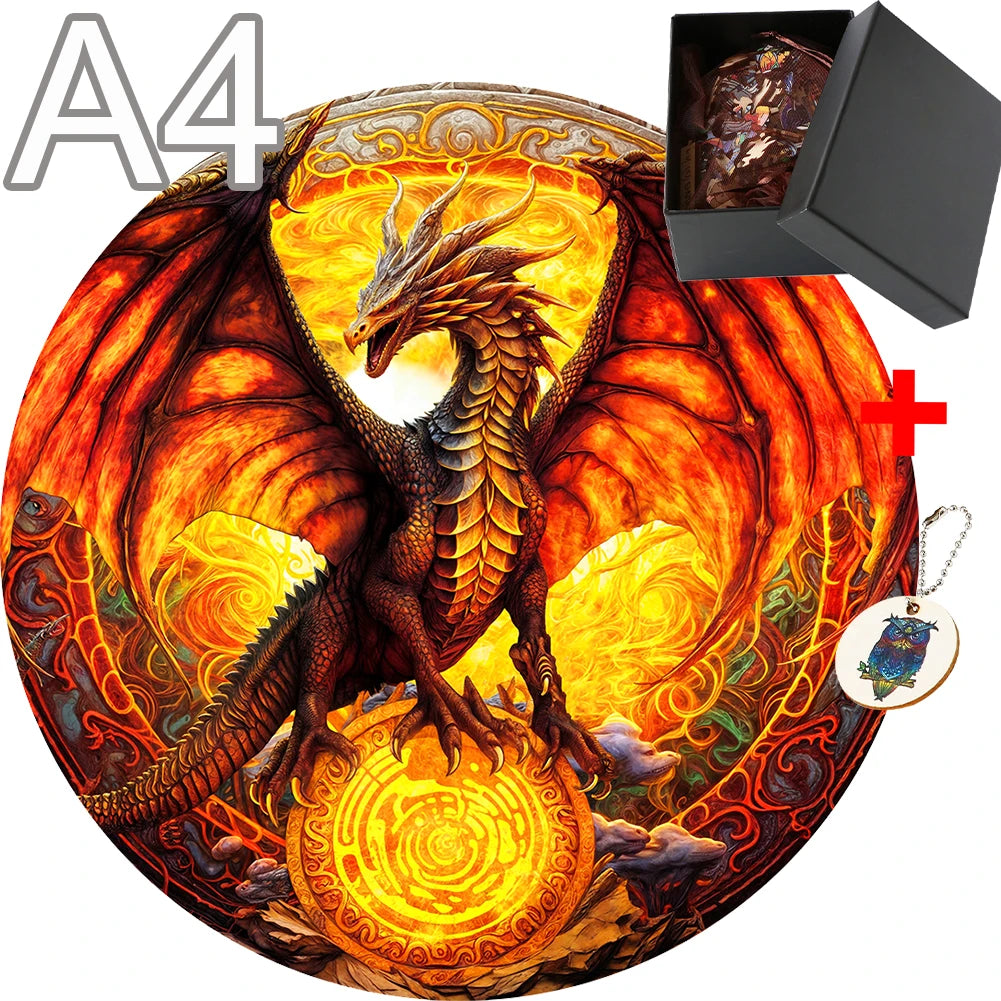 Puzzle Dragon de Feu en Bois