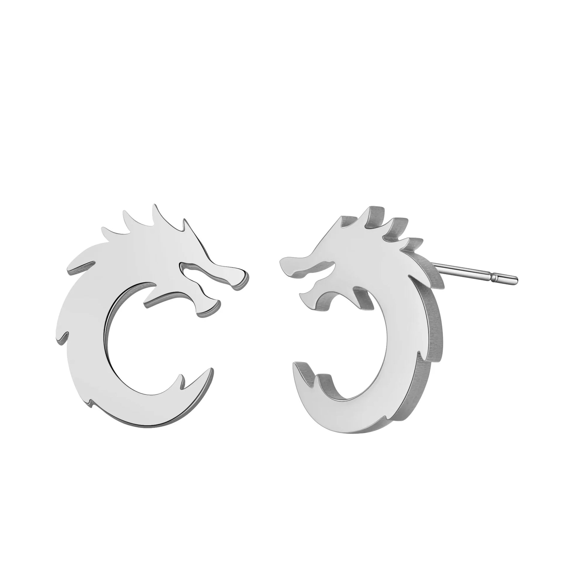 Boucles d'oreille Dragon Minimaliste Argent