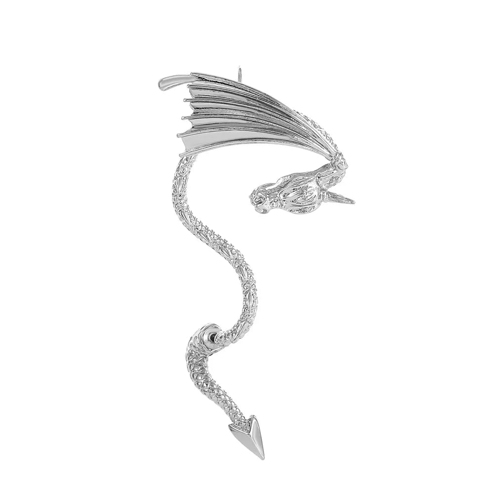 Boucles d'oreille Dragon Enroulé Argent 