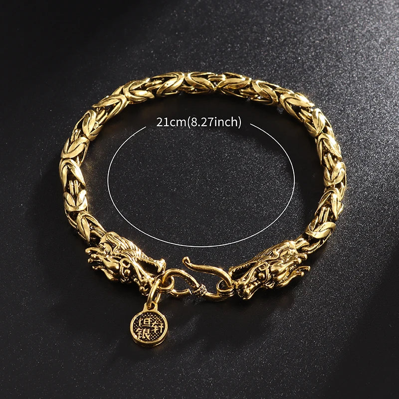 Bracelet Tête de Dragon Chinois Or
