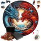 Puzzle Dragon en Bois Glace et Feu