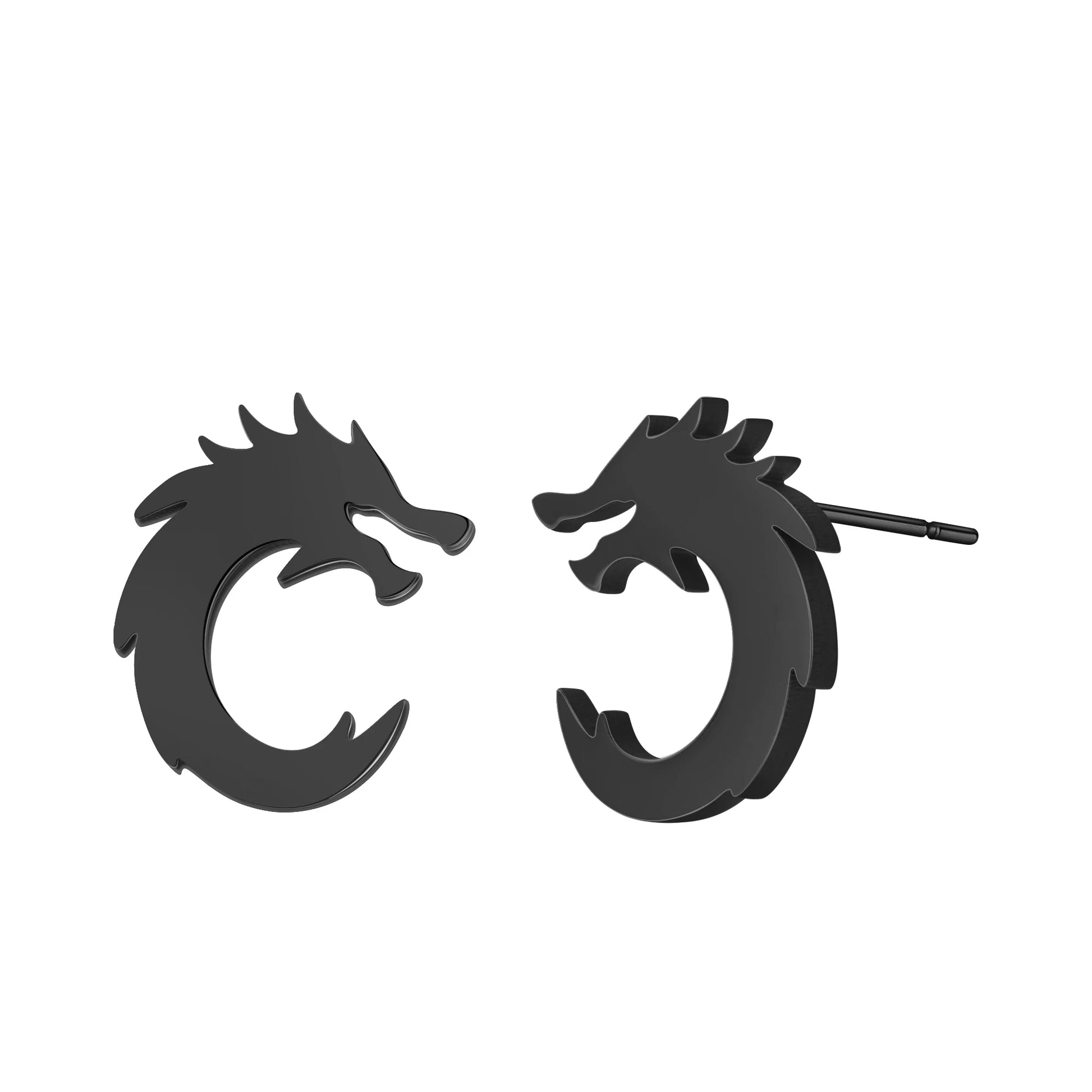 Boucles d'oreille Dragon Minimaliste Noir