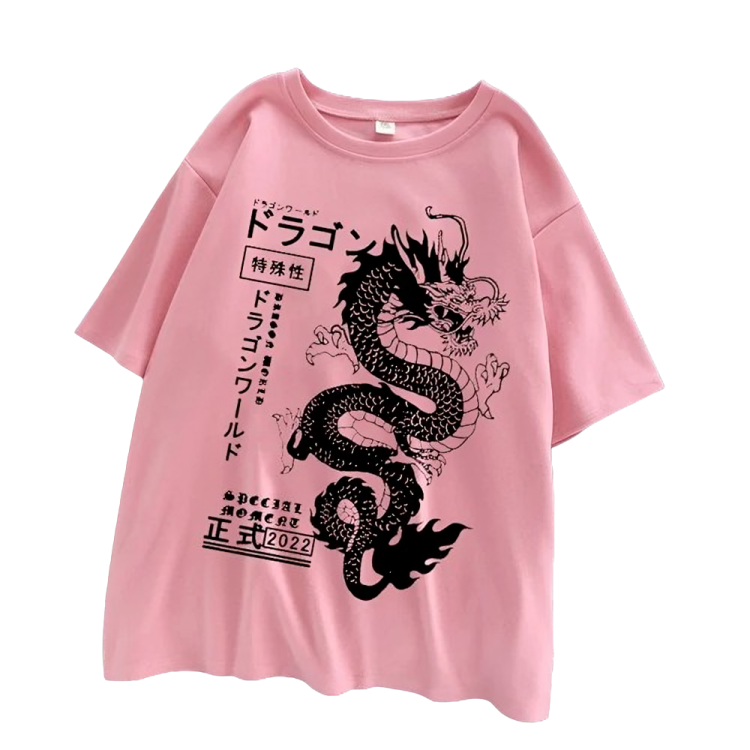 Tee Shirt Dragon Fashion Rose