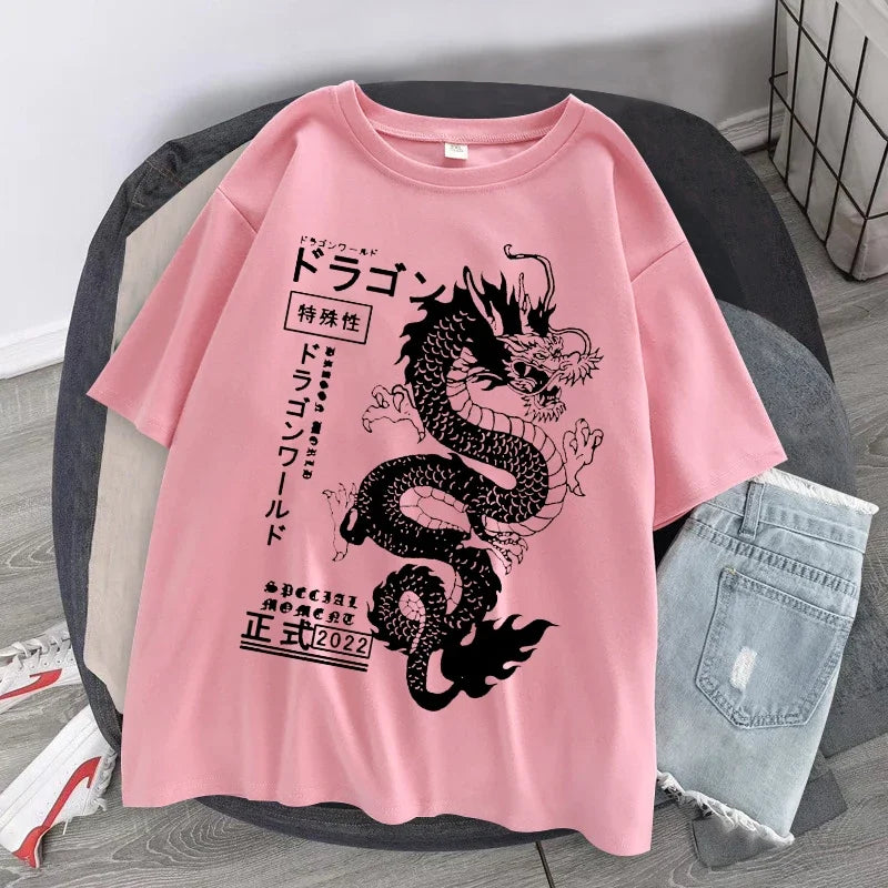 Tee Shirt Dragon Fashion Rose