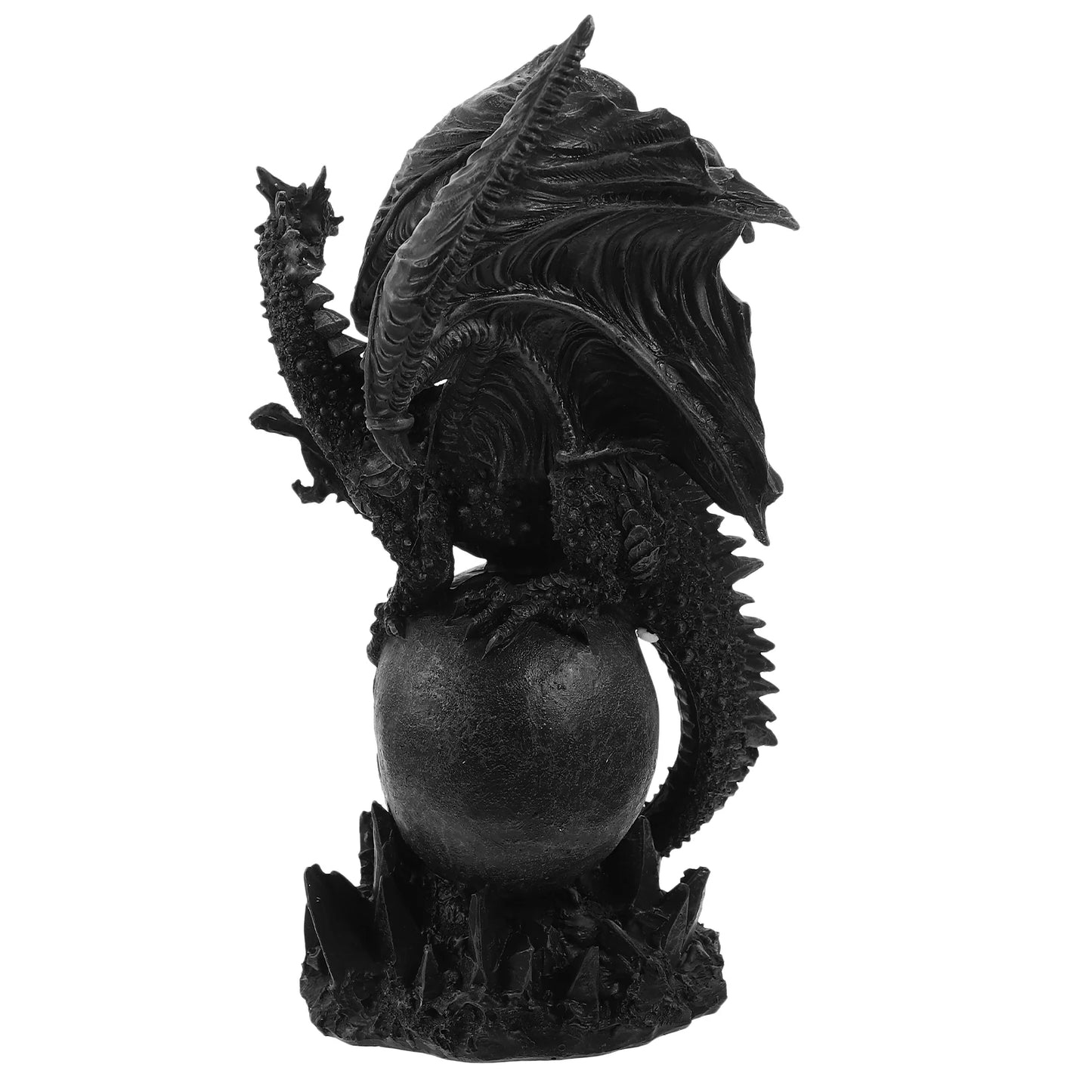 Statue Dragon Crâne Noir Lave