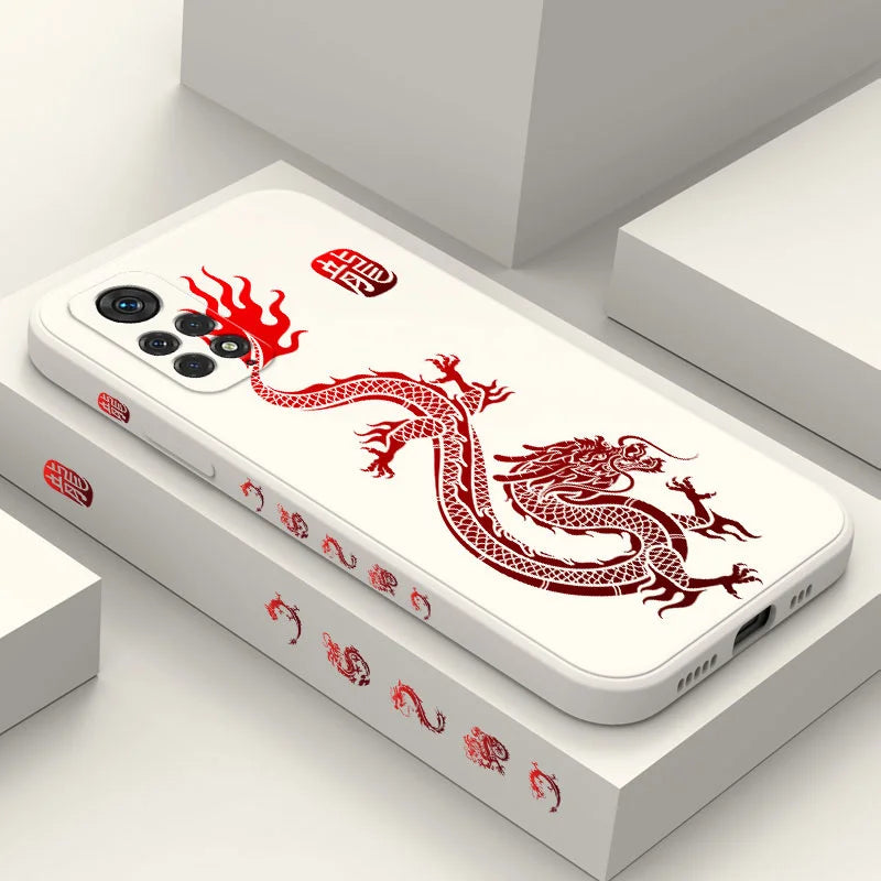 Coque Xiaomi Blanche Dragon Rouge Royal