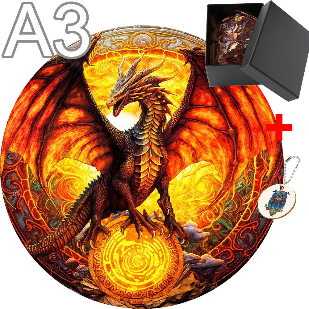 Puzzle Dragon de Feu en Bois