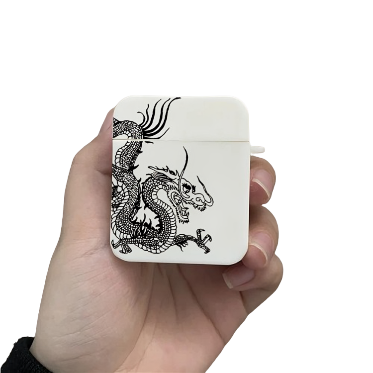 Coque Airpods Dragon Maléfique Blanc Noir