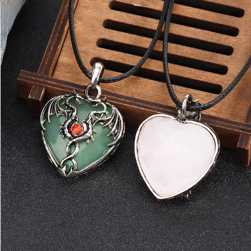 Double Dragon Stone Pendant | 9 Colors