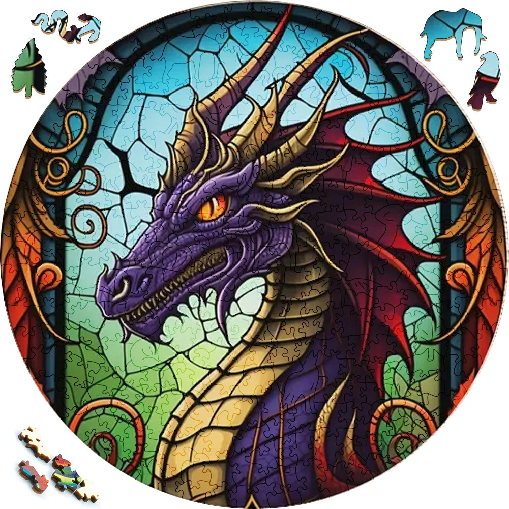 Puzzle en Bois Dragon Vitrail