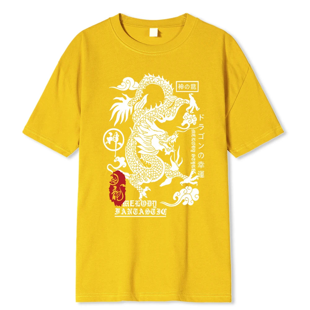 Tee-Shirt Dragon Harajuku Jaune