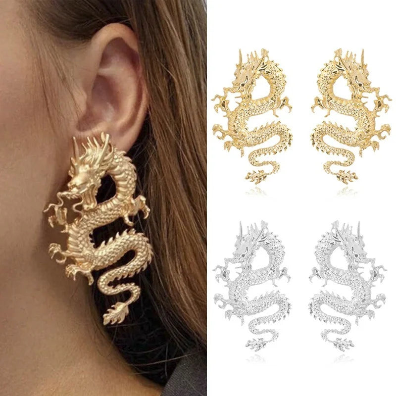 Boucles d'oreille Dragon Chic | Or et Argent