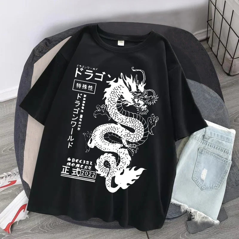 Tee Shirt Dragon Fashion Noir