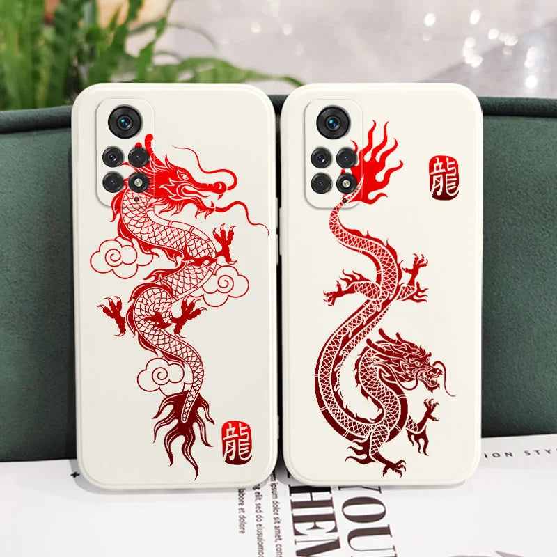 Coque Xiaomi Blanche Dragon Rouge Royal