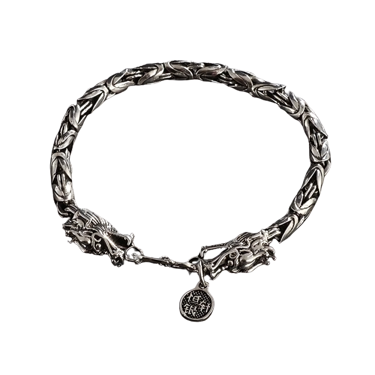 Bracelet Tête de Dragon Chinois Argent