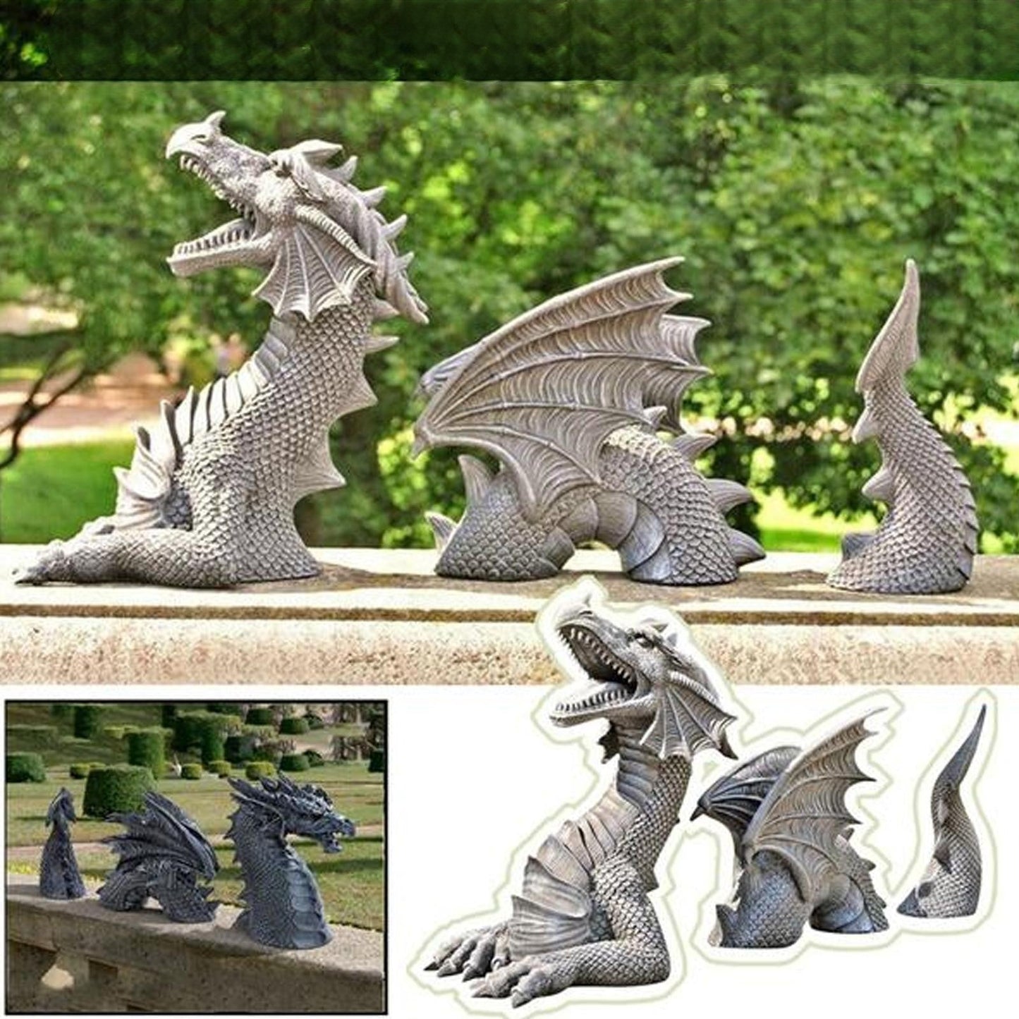 Statue Dragon Mi-Enfoncée | 2 Couleurs - DragonFinity