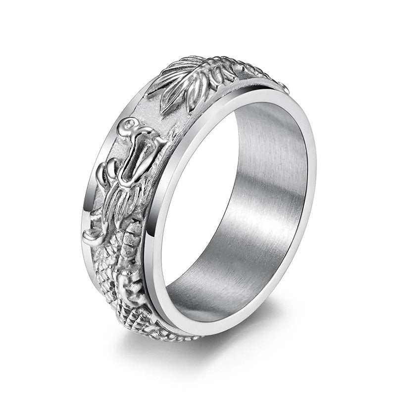 Bague Dragon Chinois Guerrier | Inox 3 Couleurs - DragonFinity