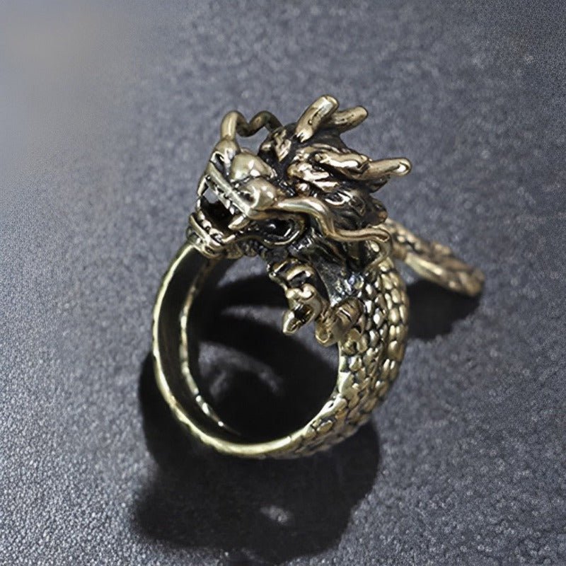 Bague Dragon Chinois Enroul Inox DragonFinity