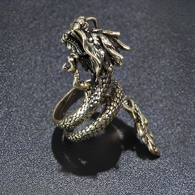 Bague Dragon Chinois Enroul Inox DragonFinity