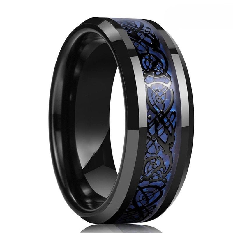 Bague Dragon Motifs Noirs | 3 Couleurs - DragonFinity