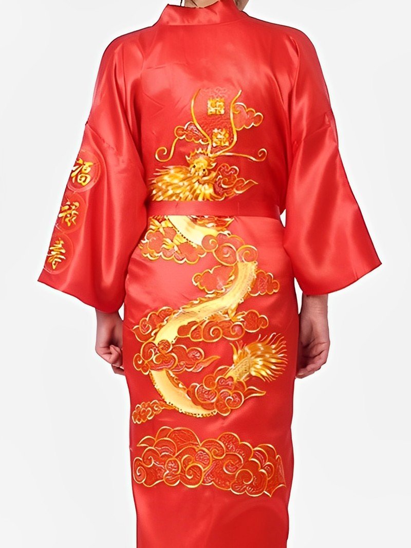 Kimono Dragon Chinois Doré | Satin 6 Couleurs - DragonFinity